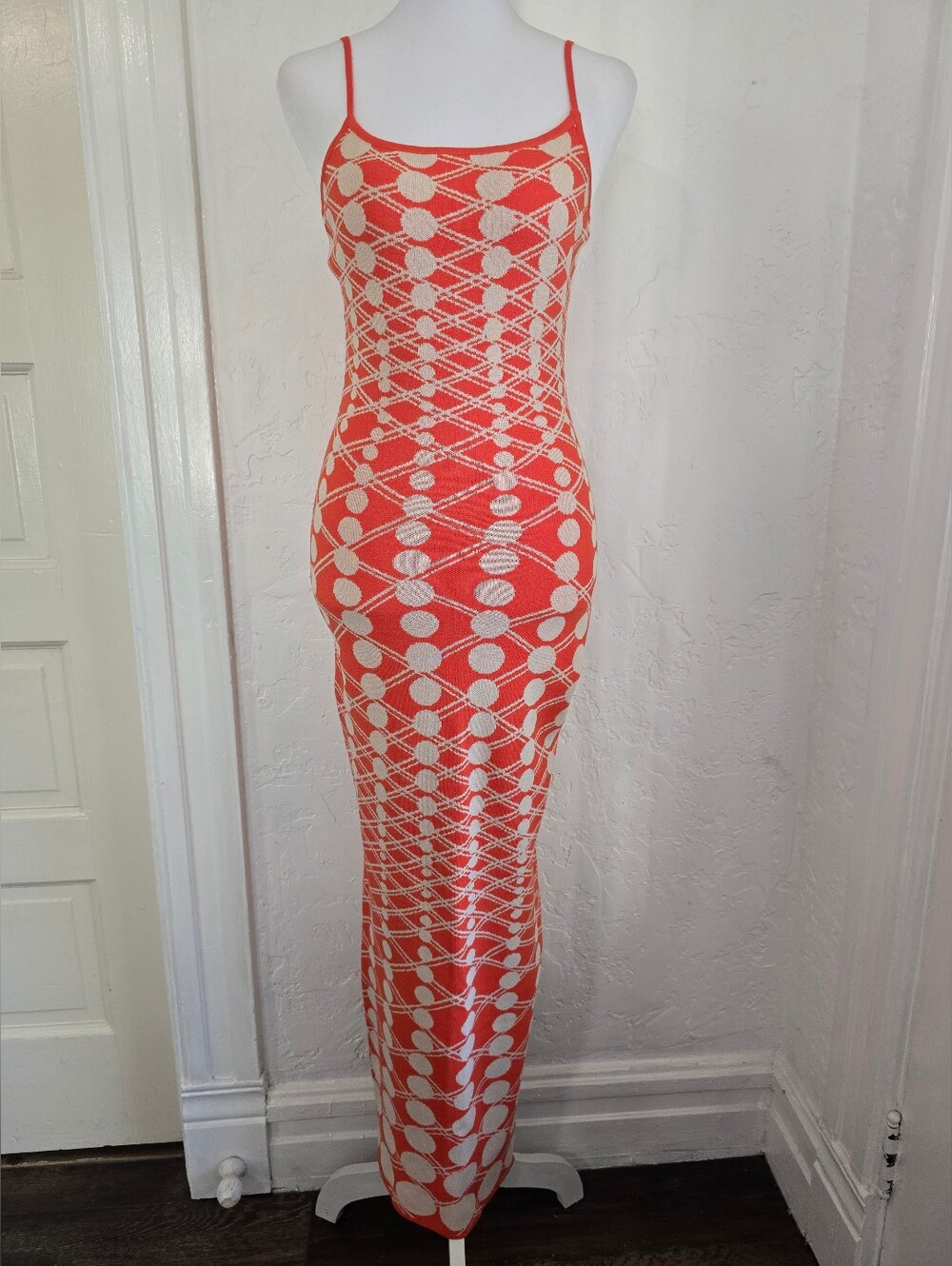 Hera Collection Orange and Cream Spaghetti-Strap Maxi Dress
